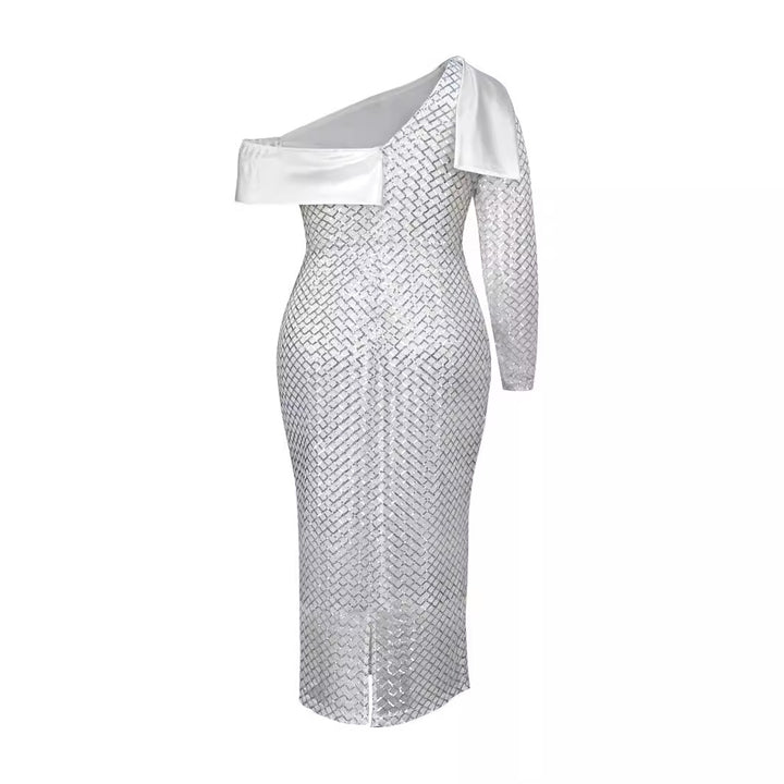 Damen Glamouröses Abendkleid mit asymmetrischem Ausschnitt Drune