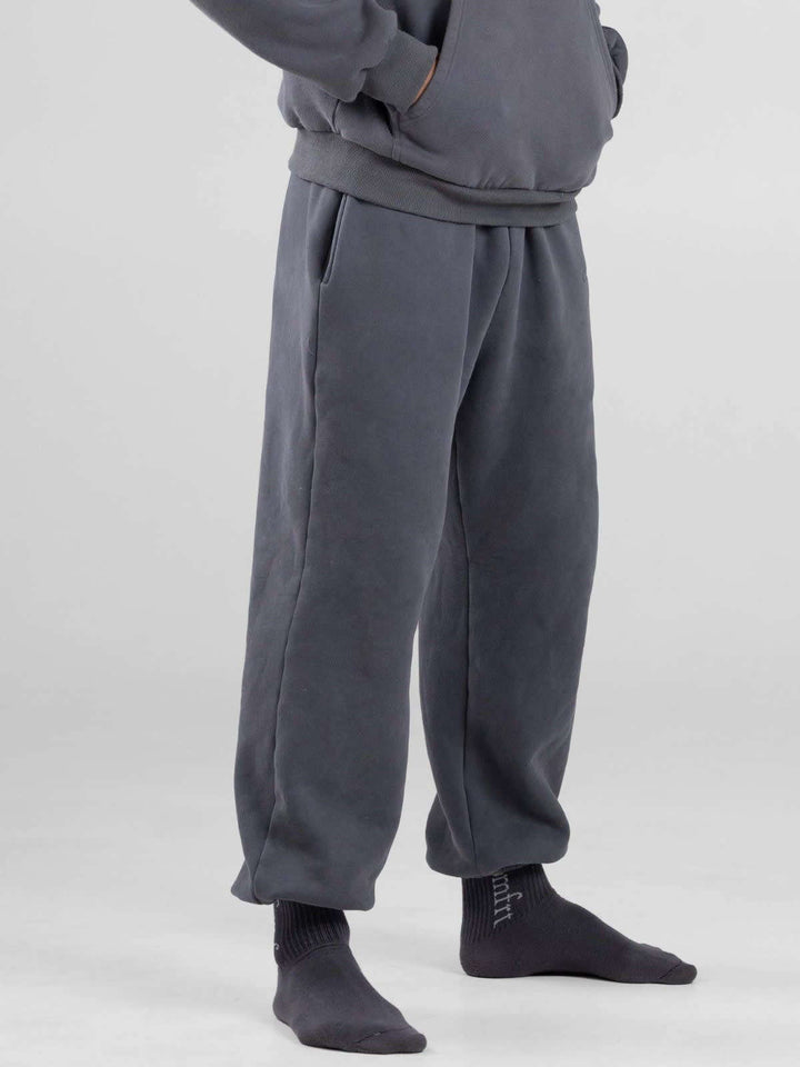 Damen nan lässige Sweatpants mit hohem Bund, seitlichen Eingrifftaschen und elastischen Bündchen Drune