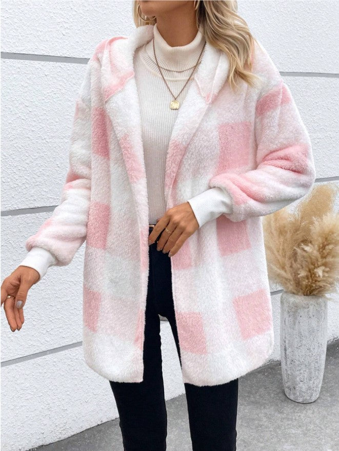 Damen Kuschelige Karojacke mit weichem Material und lässiger Passform Drune