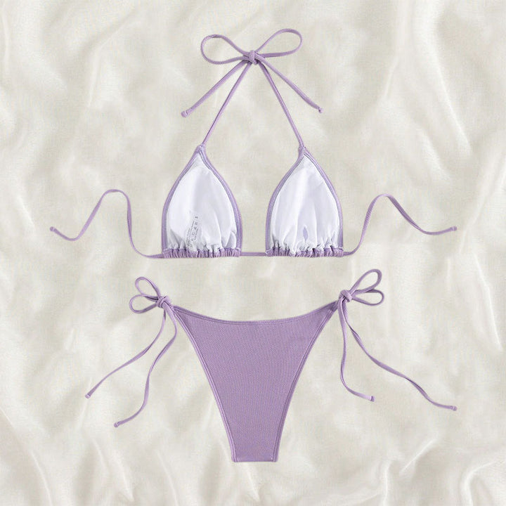 Damen Triangel-Bikini mit verstellbaren Trägern und Seitenbind Druneändern Drune