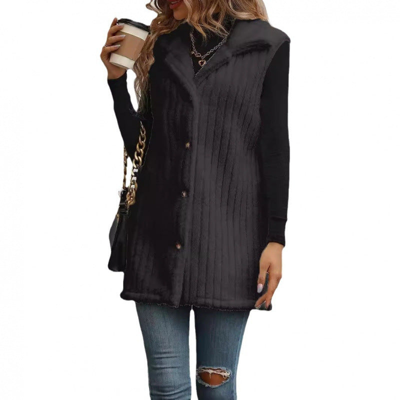 Damen Elegante und kuschelige Teddyjacke mit Knopfleiste Drune