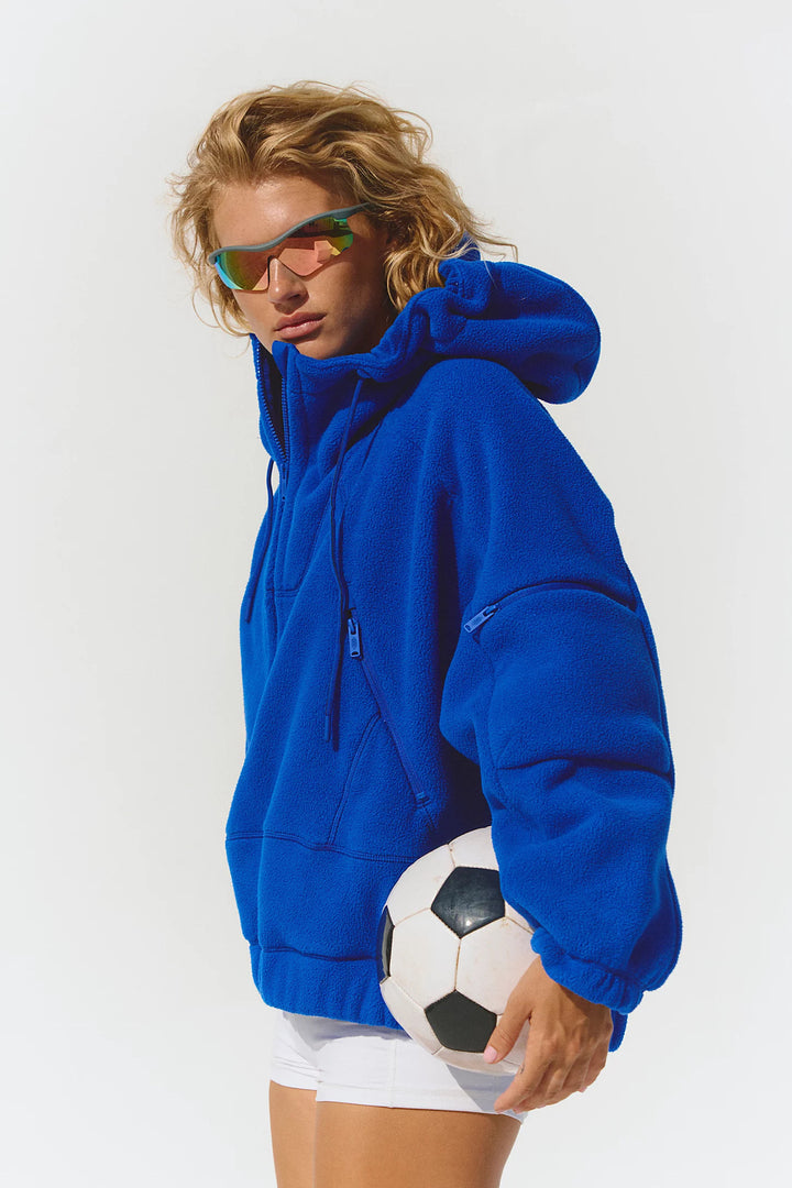 Damen Fleecejacke mit großen Taschen und hoher Kapuze Drune