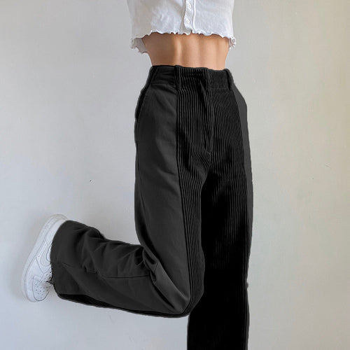 Damen Lässige Cordhose mit hohem Bund und geradem Schnitt Drune