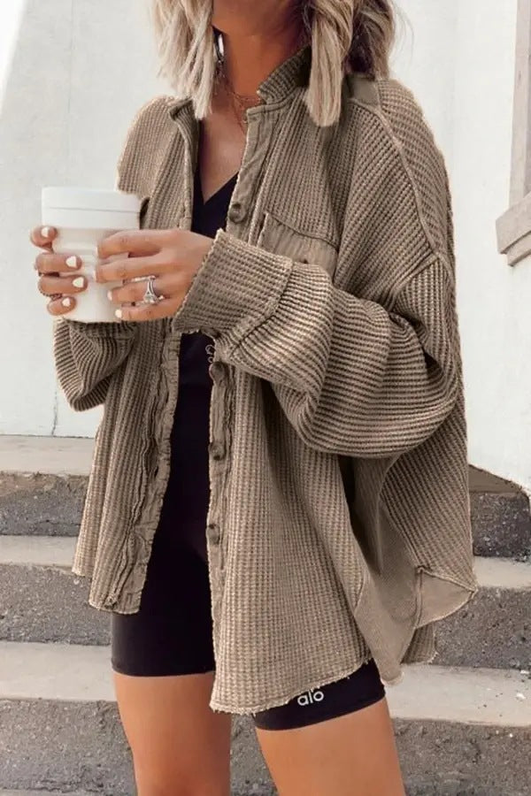 Damen lässige Oversized-Hemdjacke Drune