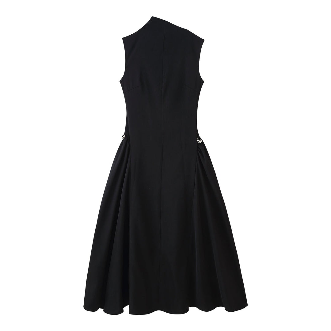 Damen A-Linien Kleid mit asymmetrischem Ausschnitt und eleganten Falten Drune