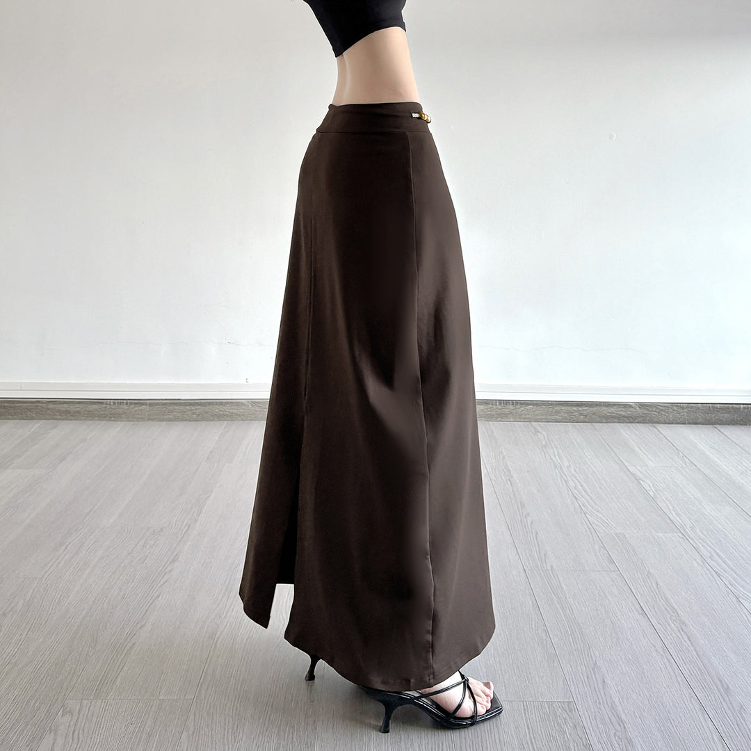 Damen Langer Jersey-Rock mit verstellbarem Bund und verspielten Akzenten Drune
