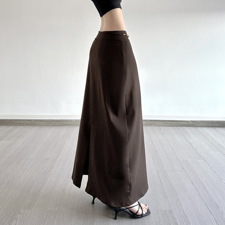 Damen Langer Jersey-Rock mit verstellbarem Bund und verspielten Akzenten Drune