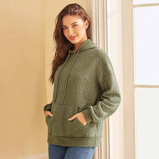 Damen Kapuzenpullover mit floralen Prägungen und großzügiger Passform Drune