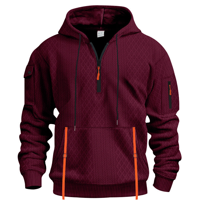 Herren sportlicher Kapuzenpullover mit Struktur und praktischen Taschen Drune