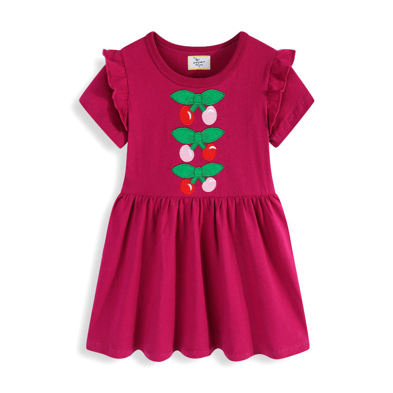 Mädchen Freizeitkleid mit niedlichem Kirsch-Motiv und Rüschen Drune