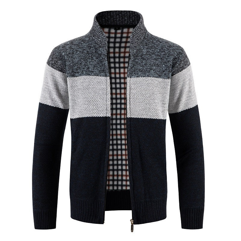 Herren Strickjacke mit modernem Farbblockdesign und kuscheligem Innenfutter Drune