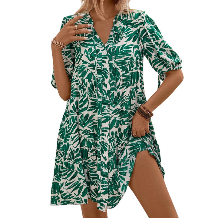 Damen Blusenkleid mit botanischem Druck und femininer Silhouette Drune