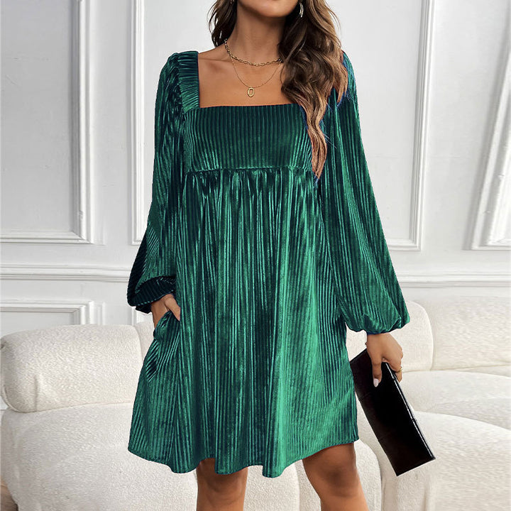 Damen Oversized Kleid mit eleganter Rüschendetail und luxuriösem Cordstoff Drune