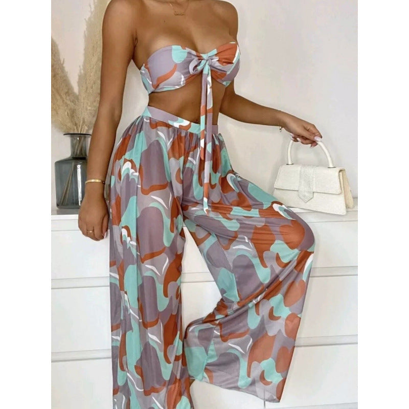 Damen Bikini-Set mit elegantem Wickelrock und modischem Muster Drune