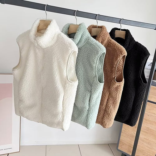 Damen kuschelige Fleece-Weste mit hohem Kragen Drune