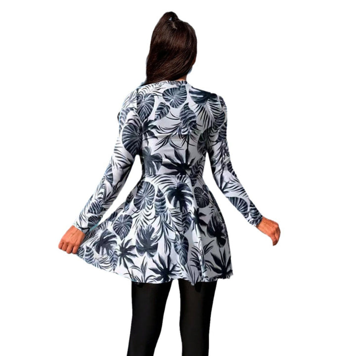 Damen modischer Longsleeve-Badeanzug mit Rock Drune