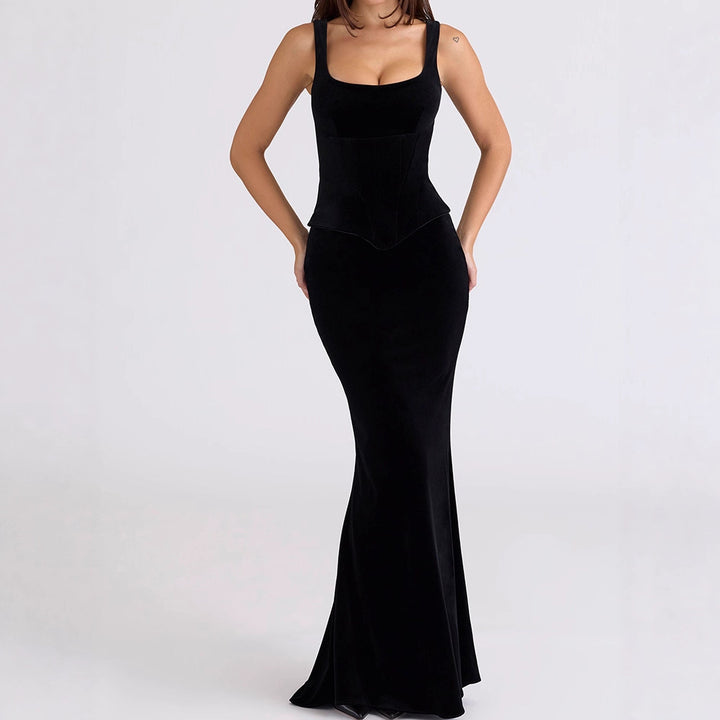 Damen Figurumspielendes Maxikleid mit elegantem Schnitt Drune