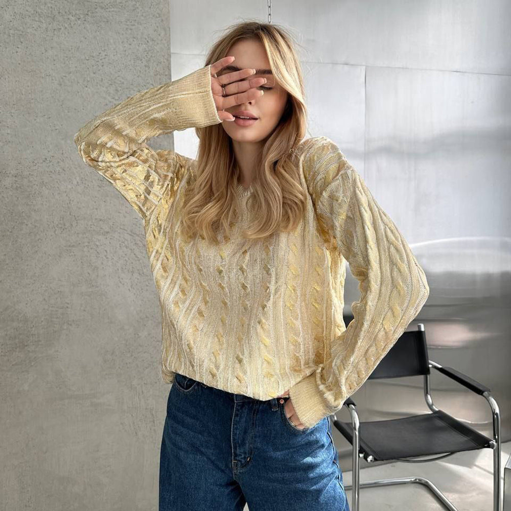 Damen Grobstrickpullover mit detailliertem Zopfmuster und oversized Schnitt Drune