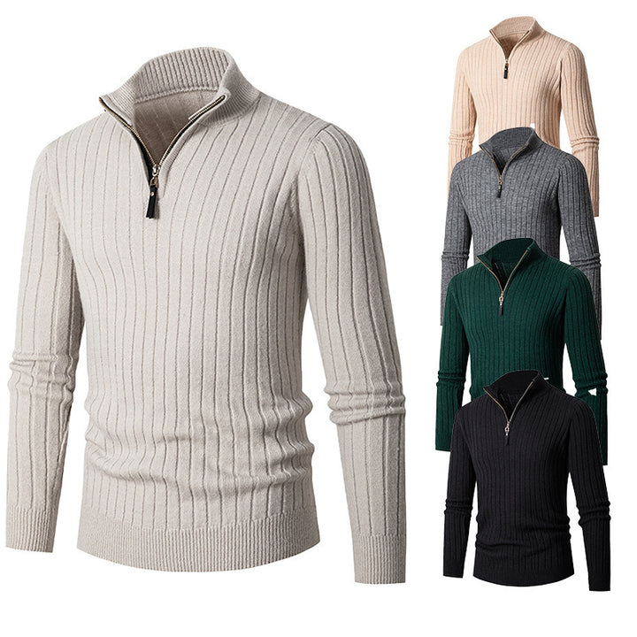 Herren Strickpullover mit hohem Kragen und Reißverschluss Drune