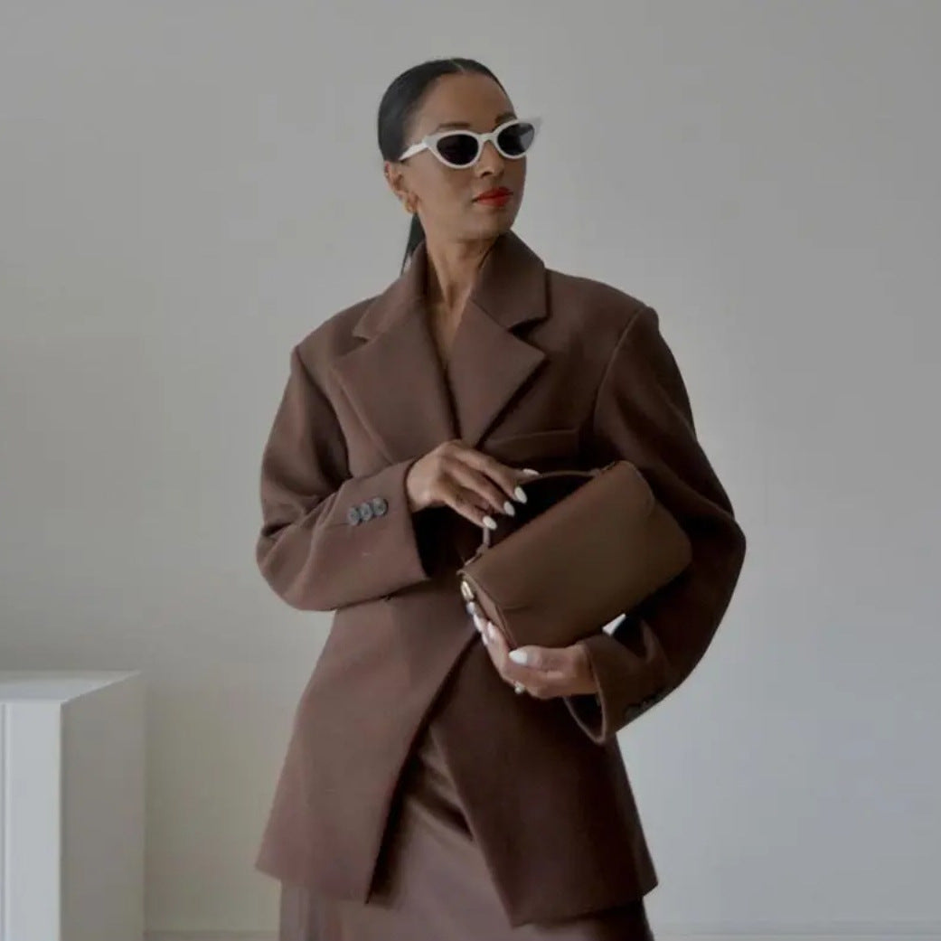 Damen eleganter, doppelreihiger Blazer mit klassischem Revers Drune