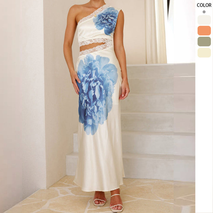 Damen elegantes Abendkleid mit asymmetrischem Design und luxuriösen Spitzendetails Drune
