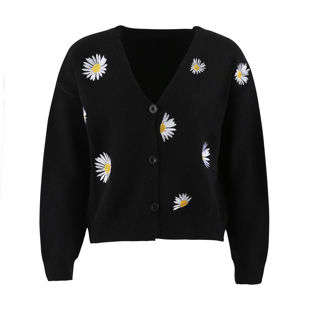 Damen Strickjacke mit floralem Motiv und klassischem Schnitt Drune