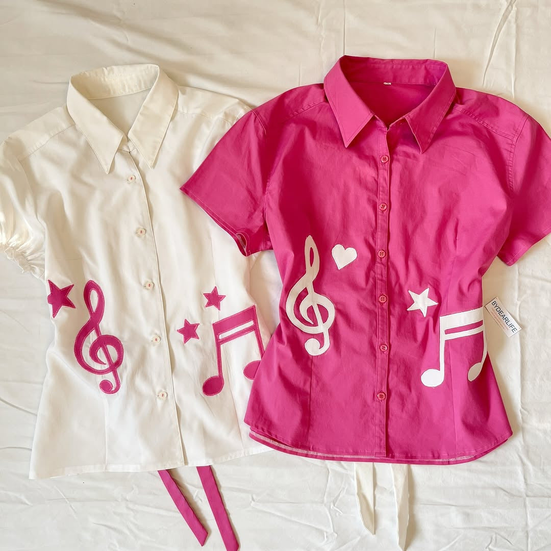 Damen Musikalisches Kurzarmhemd Drune
