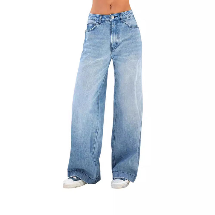 Damen weite Jeans mit hohem Bund und lässigem Schnitt Drune