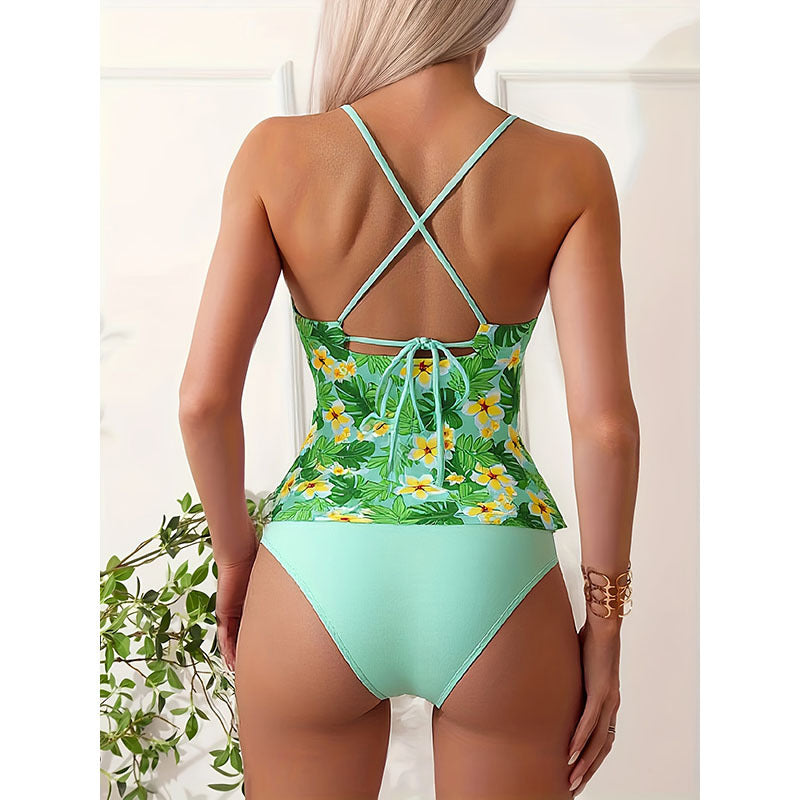 Damen Badebekleid mit floralem Muster und elegantem V-Ausschnitt Drune