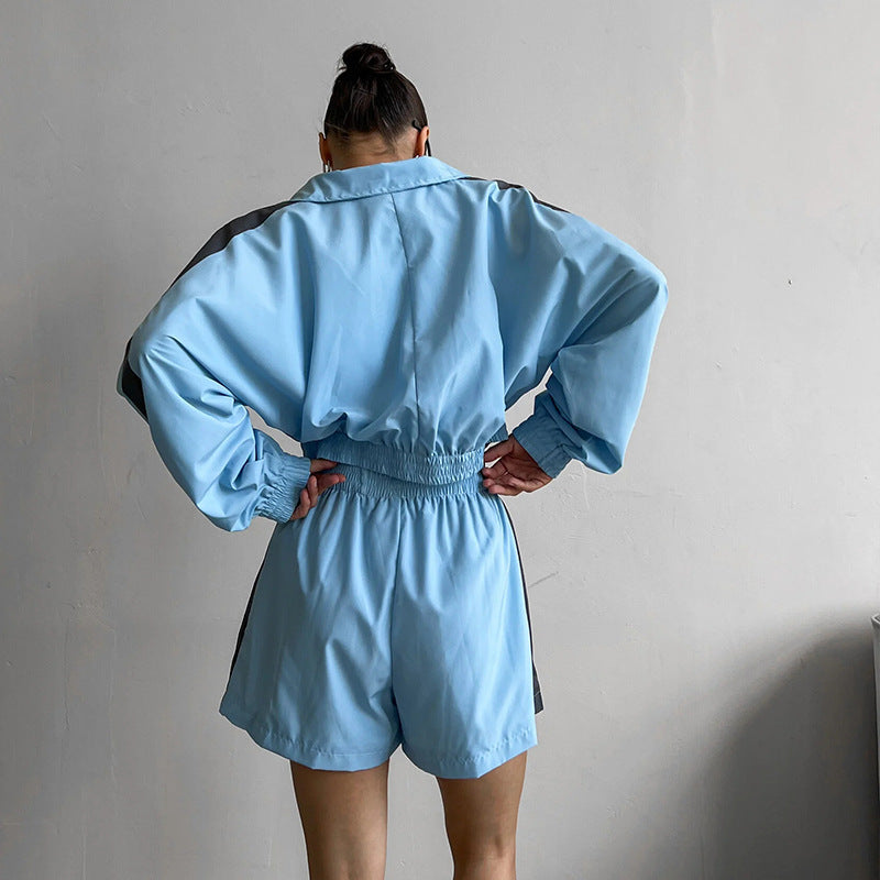 Damen modischer Windbreaker-Shorts-Anzug Drune