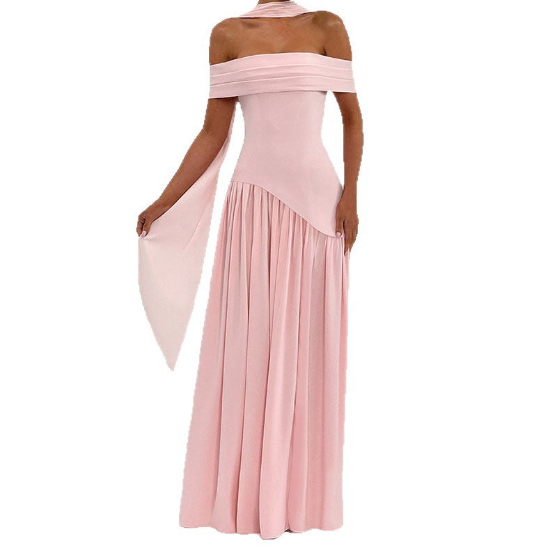 Damen Off-Shoulder Maxikleid mit hohem Schlitz Drune