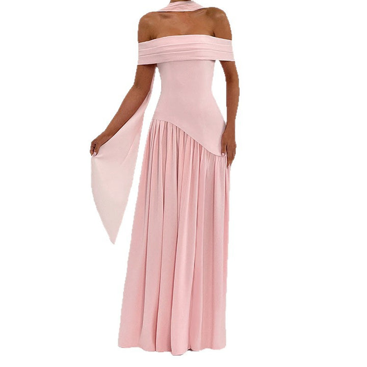 Damen Off-Shoulder Maxikleid mit hohem Schlitz Drune