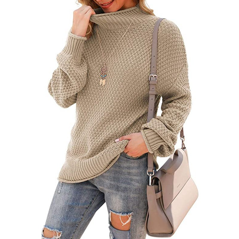Damen Strickpullover mit hohem Kragen und strukturierter Optik Drune