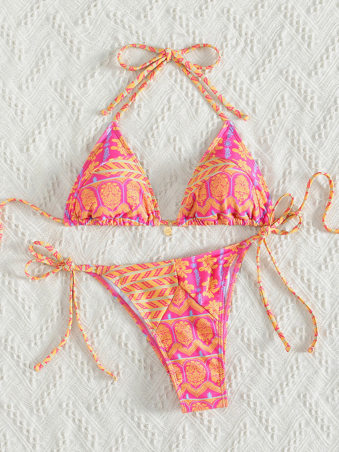 Damen Triangel-Bikini mit verspieltem Palmenmuster Drune
