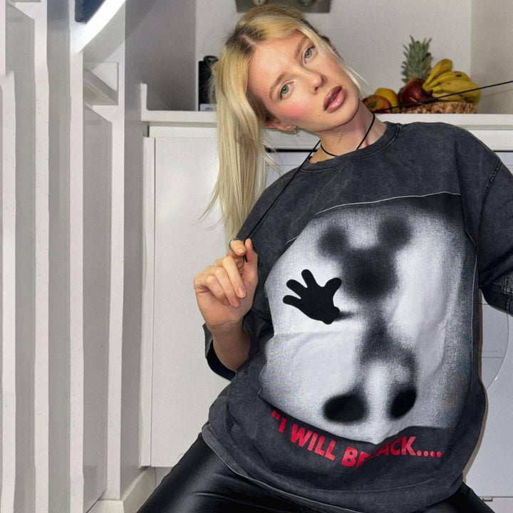 Damen Oversized Sweatshirt mit kreativem Grafischem Motiv Drune