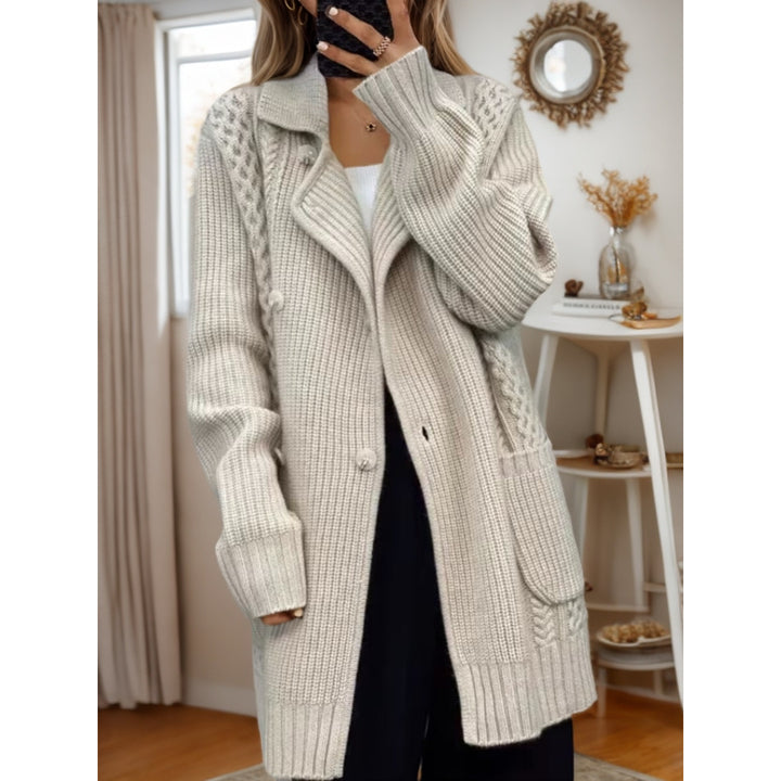Damen Strickjacke mit taillierbarem Gürtel und strukturiertem Zopfmuster Drune