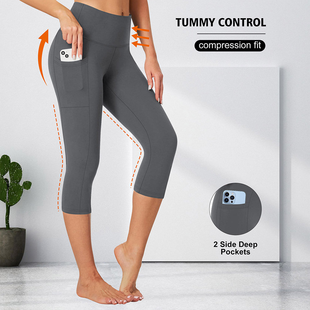 Damen Kompressions-Leggings mit Bauchkontrolle und seitlichen Taschen Drune