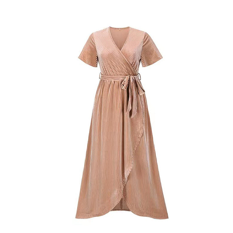 Damen Maxikleid mit Wickeldesign und Taillengürtel Drune