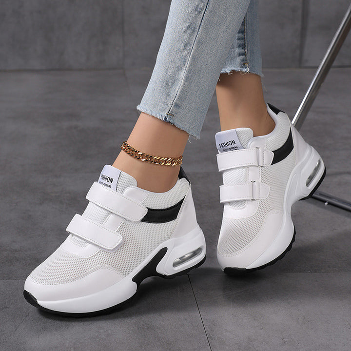 Damen nan sportliche Plateausneaker mit Klettverschluss und sichtbarer Luftpolstersohle aus atmungsaktivem Mesh Drune