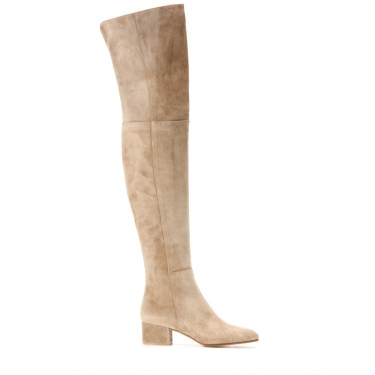 Damen Über-das-Knie Wildleder Blockabsatz Stiefel Drune