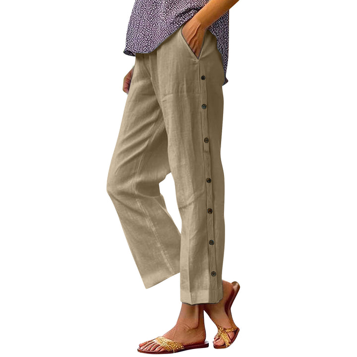 Damen Leichte und luftige Sommerhose mit seitlichen Knöpfen Drune