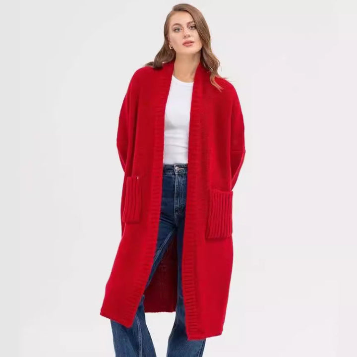 Damen Gemütlicher Strickmantel mit großen Taschen und oversized Schnitt Drune