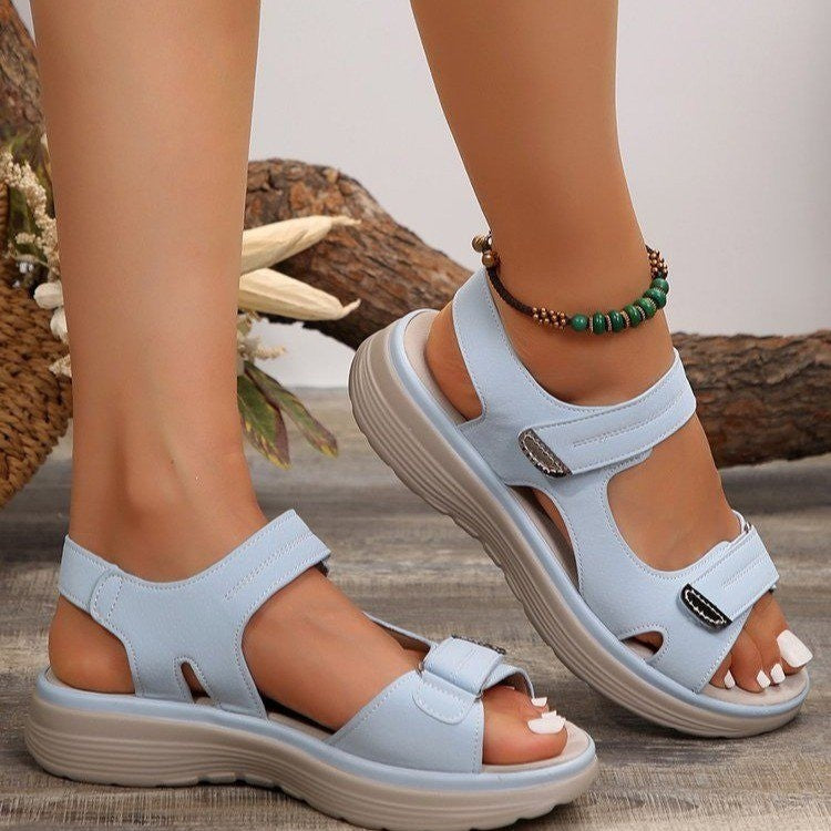 Damen Komfortsandalen mit verstellbaren Klettverschlüssen und ergonomischem Fußbett Drune