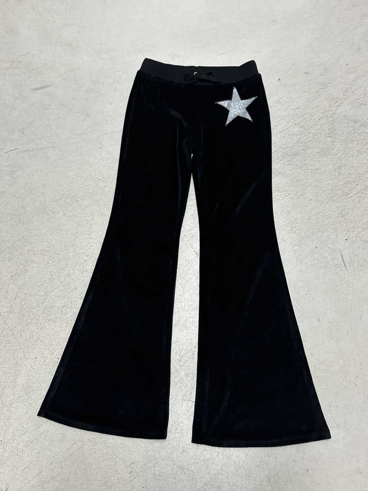 Damen elegante Schlaghose mit Glitzerstern-Detail Drune