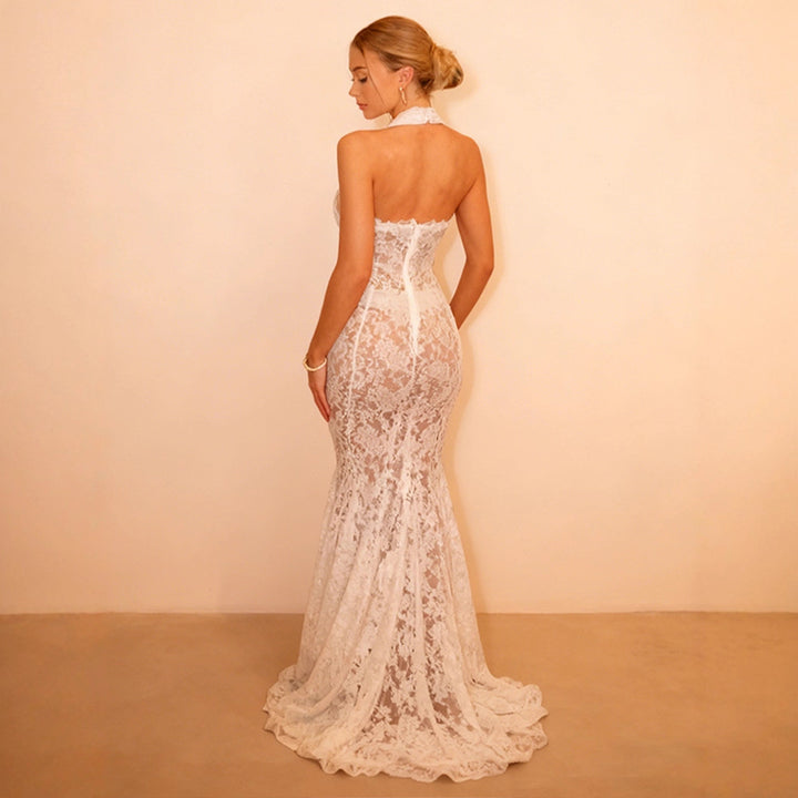 Damen Elegantes Spitzenkleid mit verführerischem Ausschnitt und traumhaftem Design Drune