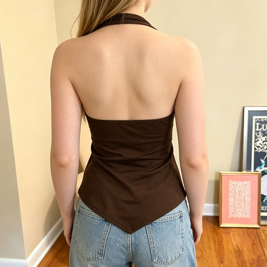 Damen eleganter Halter-Badeanzug mit luxuriösen Stickereien Drune