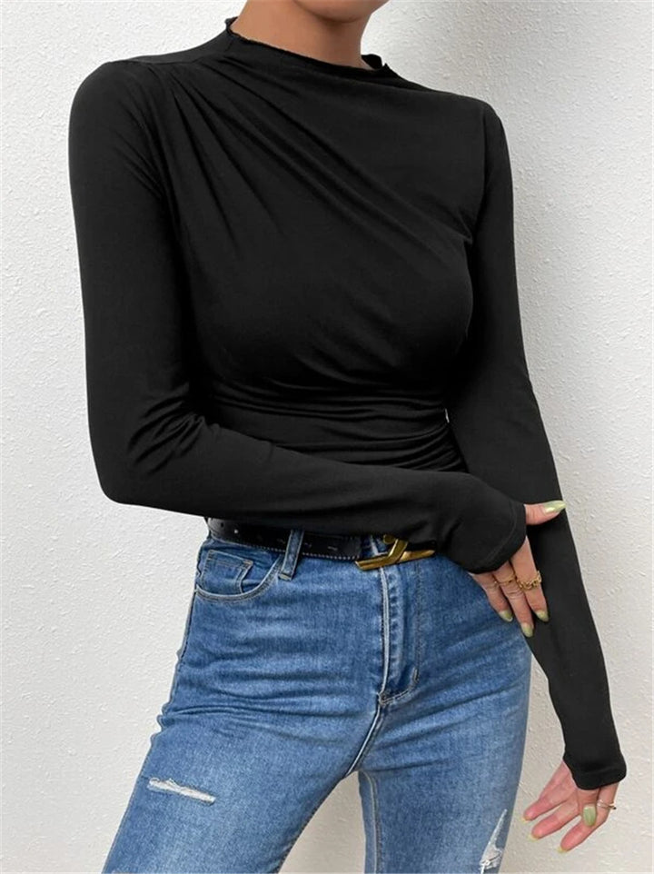 Damen elegantes Langarmshirt mit raffiniertem Effekt Drune