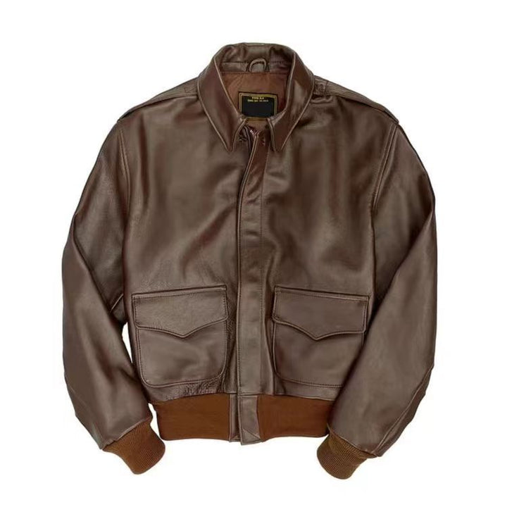 Herren Flugjacke aus hochwertigem Lammleder mit praktischen Taschen und elastischem Bündchen Drune