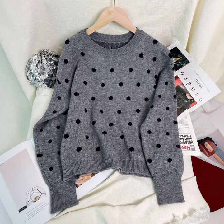 Damen moderner Pullover mit lebhaftem Punktedesign Drune