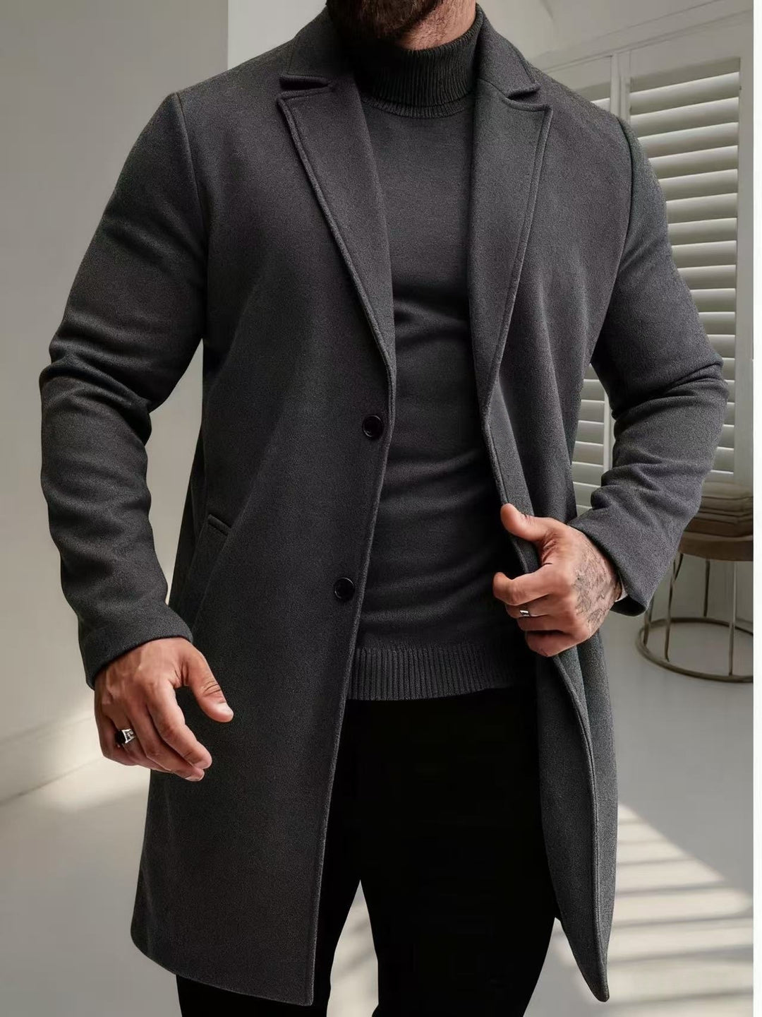 Herren eleganter Wollmantel Drune